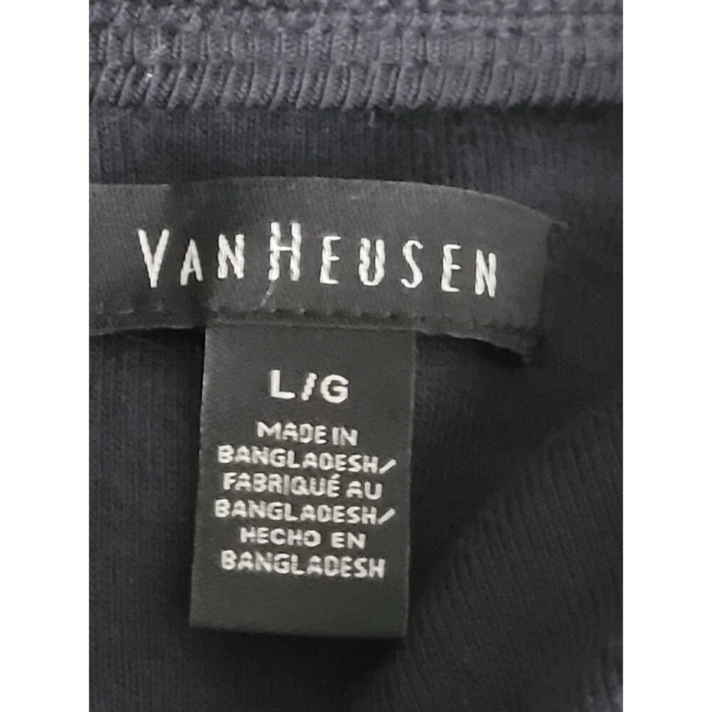 Van Heusen Sweater Men's Large 1/4 Zip Shirt Blue Black